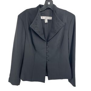 Alfred Sung Vintage Blazer Jacket Button Beaded Long Sleeve Black Size 8